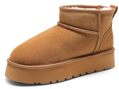 DREAM PAIRS Bottes Femme Hiver Plateforme Déperlantes Antidérapantes avec Doublure Fausse Fourrure Chaudes et Confortables,Size 40,Brun,DWUMSB2501