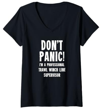 Womens Trawl Winch Line Supervisor V-Neck T-Shirt