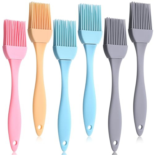 DOPENSPI 6PCS Silicone Pastry Brush, Heat Resistant Basting Pastry Brush Grill Brushes BBQ Brushes for Kitchen Grilling Pastries Stirring Baking Cooking Non-Stick