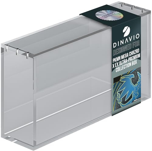 Dinavio Crafthouse Acrylic Display Case for Mega CHARZRD X ex Ultra-Premium Collection UPC and 151 UPC - Magnetic Lid 8+5mm Acrylic with N52 Magnets - Compatible with Mega Charzrd X ex UPC and 151 UPC