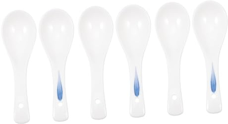 Healifty 6 pezzi Cucchiai in Ceramica per Zuppa e Riso Cucchiai da Tavola Eleganti e Multiuso per Cucina e Ristorante Design Delicato con Colori Misti per Porridge e Dessert
