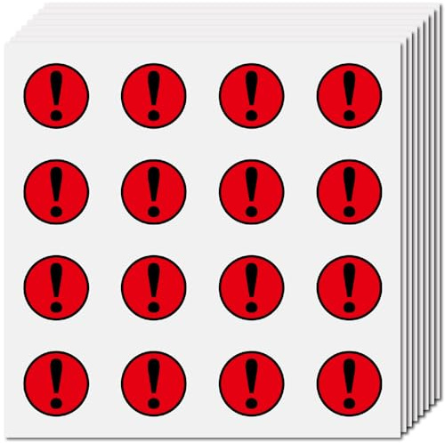 CREATCABIN 128 pz 8 fogli Adesivi Punto Esclamativo Adesivi Rotondi Impermeabili Autoadesivi Plastica A Forma Punto Calendario Simbolo Segno per Scrapbooking Journaling Bottiglie Laptop Telefono 2.5cm