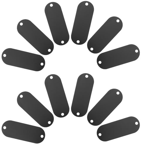 FUNNETOYU 30 St Namnskylt av blank aluminiumlegering blanka etiketter i aluminiumlegering Namnsmärken blanka aluminiumplåtar etiketter av kontorsdörrskylt Black