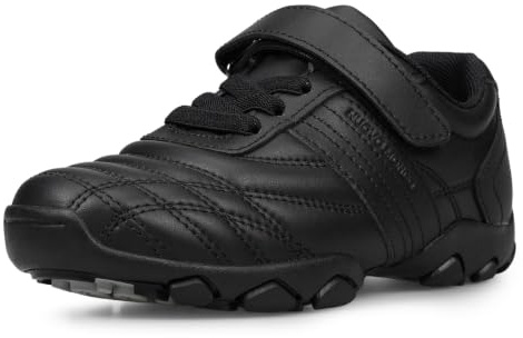UOVO Boys School Shoes Black Leather Trainers for Kids Easy Fastening Non Slip Rubber Sole Comfortable Uniform Footwear for Walking Sports Schoolwear UK Child 1 33EU