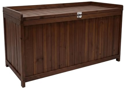 FRANKYSTAR® Cubo - Baule Panca da Giardino 113X60X53 cm da esterno contenitore lucchettabile portaoggetti in legno acacia teak