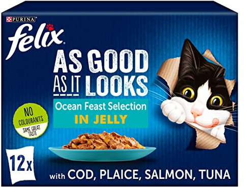 FELIX As Good As it Looks Ocean Feasts Wet Cat Food 12x100g (Pack of 4)