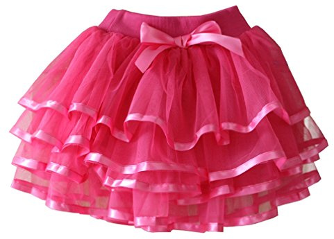 Tortoise & Rabbit Little Girls and Big Girls Tulle Tutu Skirt,Hot Pink,3-4T