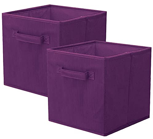 powerking Aufbewahrungsbox, 2er faltbar Aufbewahrungswürfel Aufbewahrung Box aus Stoff in Würfelform - Tief Lila