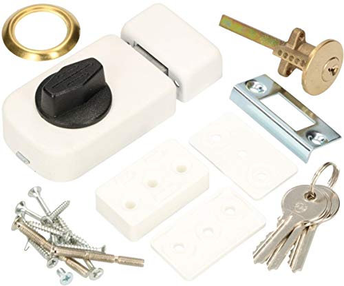 KOTARBAU® Serrure Supplémentaire 60 mm Blanche Verrou de Porte avec Cylindre Fermetures Diverses