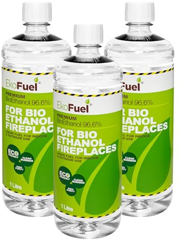 EKOFUEL (3 Litre) Premium Bioethanol Fuel – Liquid Fuel for Fires Pits, Fireplace | High Purity Clean Burning Bio | Indoor & Outdoor Ethanol Fuel