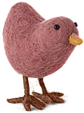 Gry & Sif Osterdeko zum Aufhängen oder Hinstellen, Osterküken, Osteranhänger, Ostern, Frühlingsdeko aus Filz, Fairtrade, Handmade | 1x Küken altrosa