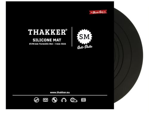 THAKKER Silicone Mat Black - Plattentellerauflage aus antistatischem Silikon - Schwarz | 3mm stark | 298mm Durchmesser | für 12' Plattenteller