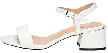 Rio Fiore Sandalias de tacón, Sandalias con tiras, Blancos, 5 cm Tacón Bloque, Imitación de Cuero, Sandalia con Correa De Tobillo, C553-K1781-21 (White, 39 EU)