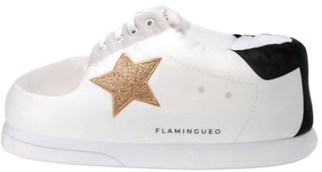 Flamingueo Chaussons Femme - Pantoufles Homme - Design Sneakers - Unisexe - Slippers - 100% Polyester Ultra-doux - Antidérapants - Taille Unique