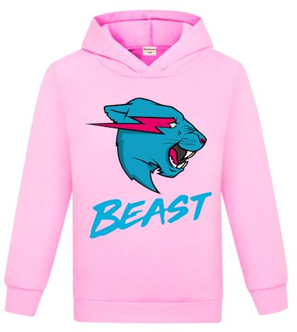 Sweat à capuche célèbre YouTube Gamer pour garçons et filles avec motif éclairs et chats en coton pour enfants, rose, 9-10 ans