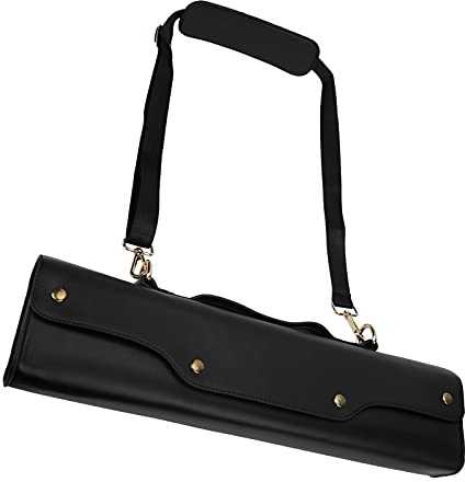 Borsa da Trasporto per Flauto Custodie per Flauto Sintetiche a Mano, Pelle + Tessuto Non Tessuto + Custodia in Metallo per Strumenti a Fiato con Tracolla (Nero)