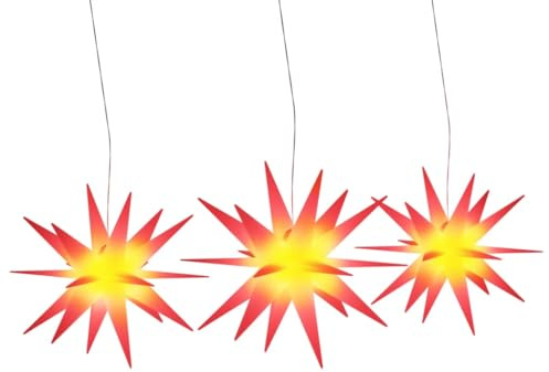 vidaXL Weihnachtssterne 3 Stk., Faltbar Beleuchtet Adventsstern mit LEDs, Wasserdicht Weihnachtsbeleuchtung mit Timer, Leuchtstern Weihnachtsdeko für Innen Außen, Rot