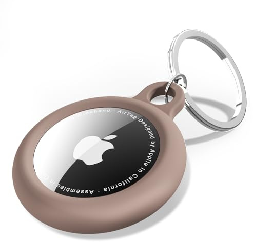 oakxco för Airtag nyckelring silikon, Airtag-hållare med nyckelring, lufttagg skydd söta tillbehör för barn, bagage, bil hundkrage, bil, kompatibel med Apple Airtag-fodral vattentät, brun