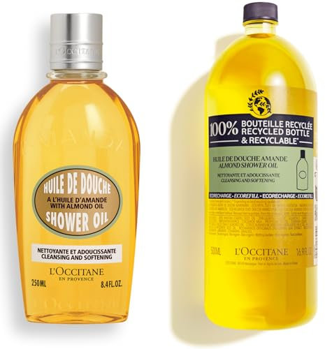 L'OCCITANE Almond Shower Oil Refill Duo | Sweet Scented & Nourishing | Vegan & 99% Readily Biodegradable | Premium & Clean Beauty Sustainable Body Wash Refill Duo for All Skin Types