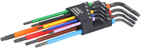 Bahco Juego de 9 llaves Torx largas codificadas por colores