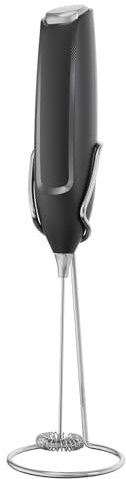 IraXpro Milchaufschäumer Elektrisch,Handheld Milchschäumer Stab,Batteriebetrieben,Kaffeemixstab,Milk Frother für Kaffee, Latte, Cappuccino,Matcha (schwarz+Ständer)