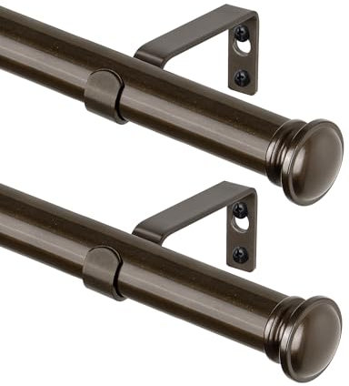 TONIAL Bronze Curtain Rods for Windows 2 Pack, 32 to 58 Inch, Drapery Rod
