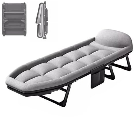 Hopfällbar Säng Camping Bärbar Säng för Vuxna, Justerbart Ryggstöd i 6 Lägen, Lastkapacitet 250kg för Camping Pool Strand och Uteplats (6 Ben/8 Ben)(170 * 55 * 40cm)