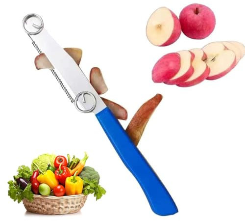 NHQZ Coltello per affettare rapidamente, taglia verdure, pelapatate multifunzione per frutta e verdura da 1 pezzi, pelapatate in acciaio inossidabile, tagliapatate con molla regolabile