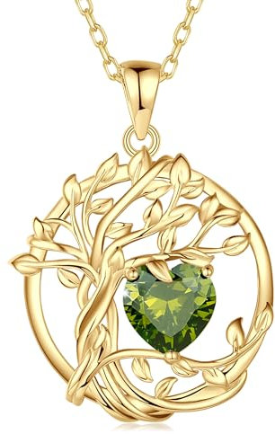 FANCIME Collar con colgante de árbol de la vida para mujer, plata de ley 925, chapado en oro amarillo, joyería de aniversario, cumpleaños, Navidad, regalo para mamá, esposa, niñas, Plata esterlina
