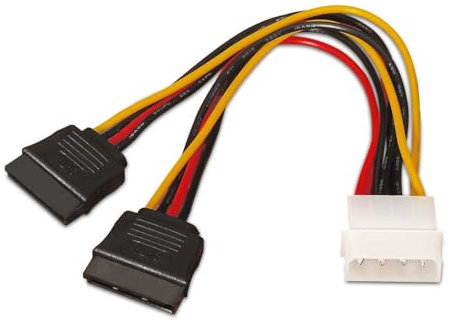 VoltShine Cable de alimentación SATA 4 pines a 2x SATA, 20 cm, ideal para conectar dispositivos de almacenamiento en computadoras.