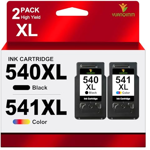 540XL 541XL Multipack Compatible avec Les Cartouches d'imprimante Canon 540 541 PG-540 Noir CL-541 Couleur pour Canon Pixma TS5150 TS5151 MG3650 MG3550 MX535 MG3150 MG3250 MG4250 (1 Noir, 1 Couleur)