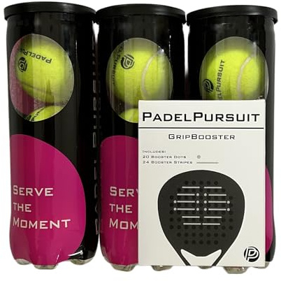 PadelPursuit Padel-Bundle GripBooster Set & Tournament Padel Tennis 3x3er Dose 9 Bälle - Verbessere deinen Spin