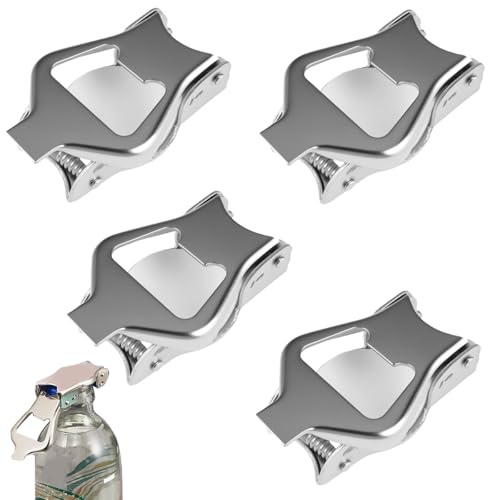4 stycken vikbara ölöppnare metall, silverflaskpropp ölflaskor, bärbara ölflasköppnare, ölflaskpropp rostfritt stål, flasköppnare med lock för Home Bar Camping