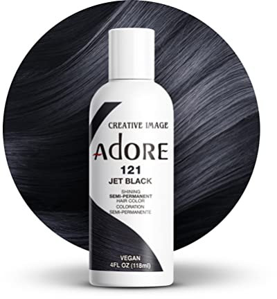 Adore, Tinta per capelli semi-permanente brillante, colore: 121 nero (Jet Black)