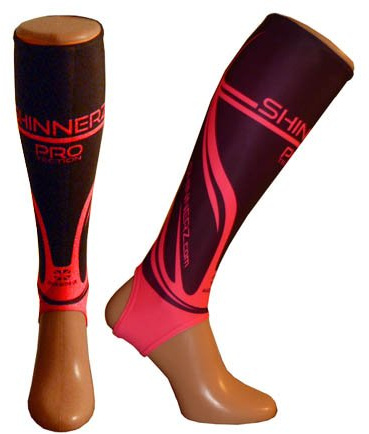 Shin Pad Inner Socks - Under Shin Guard Liners for Children - for Hockey & Football - PROtects from shin rash/rubbing - for Girls & Boys - Choice of Size (Black/Pink PRO, medium, 13-14 yrs)