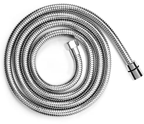 Blissland Shower Hose Extra Long 118 Inches Brushed Chrome Handheld Shower Head Hose with Brass Insert and Nut - Lightweight and Flexible