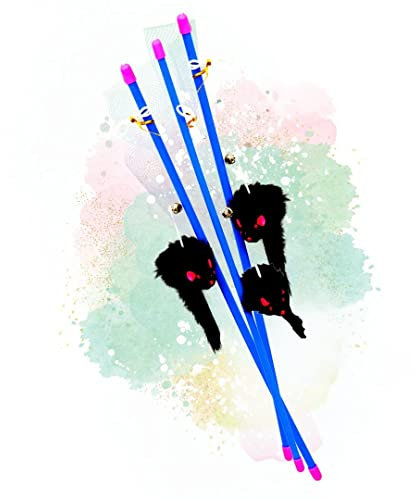 Lyra Pet® 10 Stück Katzenangel mit Maus schwarz Spielzeug interaktiv Spielangel