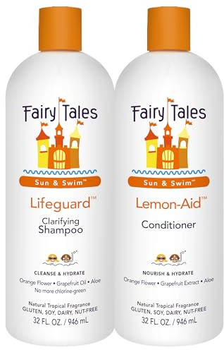 Fairy Tales Swim Shampoo 32oz and Conditioner 32oz for Kids | Made with Natural Ingredients in the USA | Chlorine Removal Swimmer Shampoo and Conditioner | No Parabens, Sulfates, or Synthetic Dyes