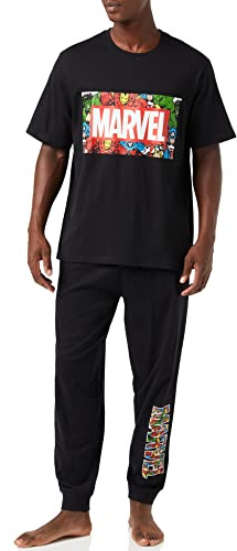 Pigiama Marvel Avengers per uomo, set PJ, Hulk Incredibile Capitan America Iron Man, merce ufficiale Avengers, Nero , M