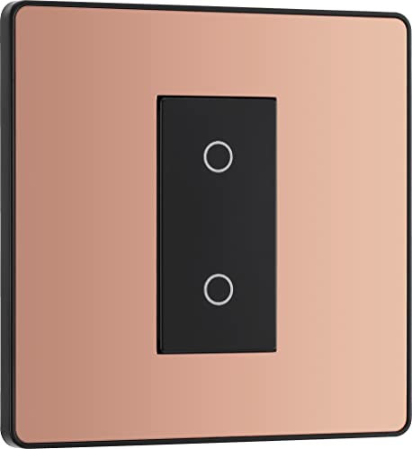 The BG Evolve polished copper single secondary touch dimmer works with a master dimmer for multi-point control. Ideal for LED, halogen, and incandescent lights, it’s stylish and easy to install.
