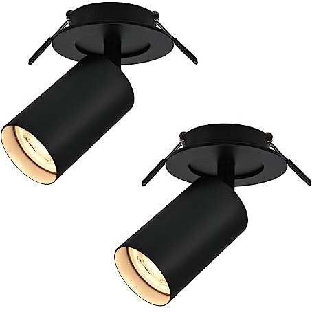 BOYIR Faretti da Soffitto Orientabili, GU10 Faretti LED da Soffitto Nero, Moderna Plafoniera Lampade da soffitto, Faretto LED Incasso per Barra, Cameretta, Cucina, Senza Lampadina, 2 Pezzi