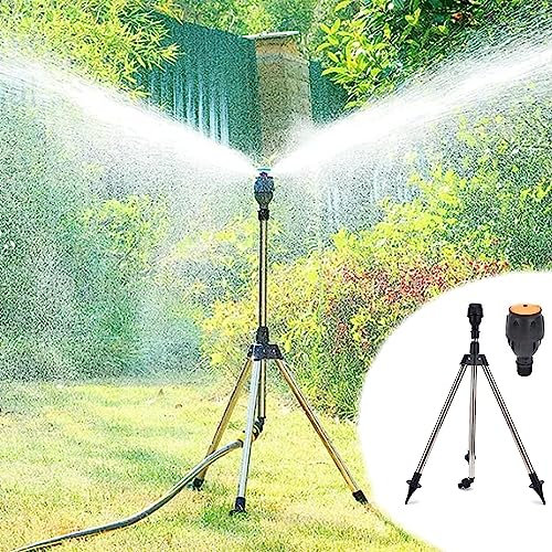 Arroseur Rotatif Automatique À 360 Degrés, Arroseur sur Trépied Rotatifs pour Jardin, Arroseur Oscillant pour Grande Surface, Système D'irrigation Automatique pour Pelouse De Cour (A)