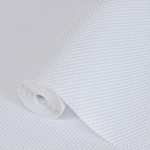 Hersvin 35cmx300cm Plastico Protector para Cocina Cajones, Alfombras Non Adhesivo para Nevera Mueble Fregadero Estante Organizador Cubiertos EVA Cubre Encimera(Blanco Punto)