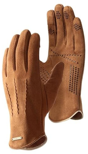 GIBZ Guantes de Ante para Hombre con Táctil Sin Dedos | Antideslizantes Térmicos para Clima Frío Guantes Moda para Invierno