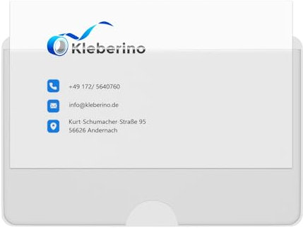 KLEBERINO Visitenkartentaschen selbstklebend | transparent | beite Seite offen mit Daumenaussparung unten | Visitenkartenhüllen zum kleben | Selbstklebetaschen 95 x 60 mm (100)