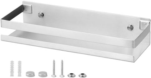 QWORK® Gebürstetes Duschablage-Regal ohne Bohren aus Edelstahl 30cm mit Selbstklebend Badablage