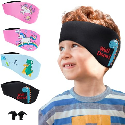 Elastica Fascia da Nuoto per Bambini, Fascia di Protezione per Orecchi da Nuoto, per 36-52 cm da Circonferenza della testa, Fascia per Nuoto per Surf Sportiva Doccia (Nero, L)