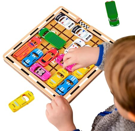Huanmin Rush Hour spel, tänkande logik pusselspel, Rush Hour Junior Förvaringsspel, billeksak förvaringsspel, logikspel för pojkar och flickor tänkningsspel för barn