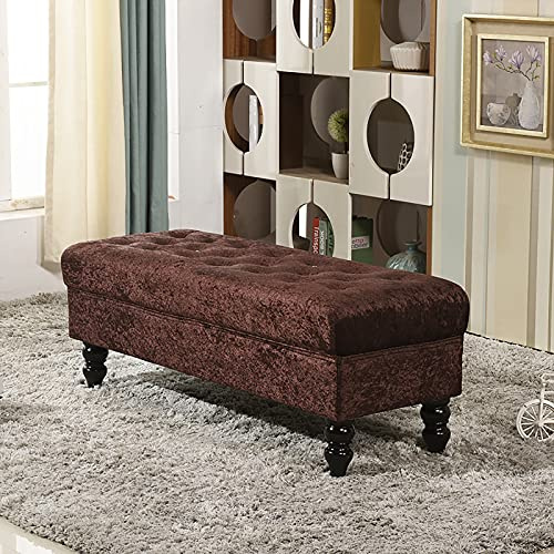 XFQZJG Ottoman Premium Crystal Button Velvet Imbottito con poggiapiedi Contenitore Sgabello per Cambio Scarpe Panca Ingresso corridoio, Baule Imbottito con Coperchio, Panca con Contenitore per Scarpe