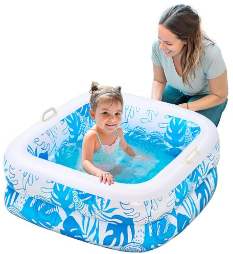 SLOOSH Carré Piscine Gonflable pour Enfants, 81 x 81 x 22 cm, pour Enfants et Tout-Petits, Piscine Gonflable Bebe avec balles pour bébés, Jeux Aquatiques Portables d'intérieur et d'extérieur (Bleu)